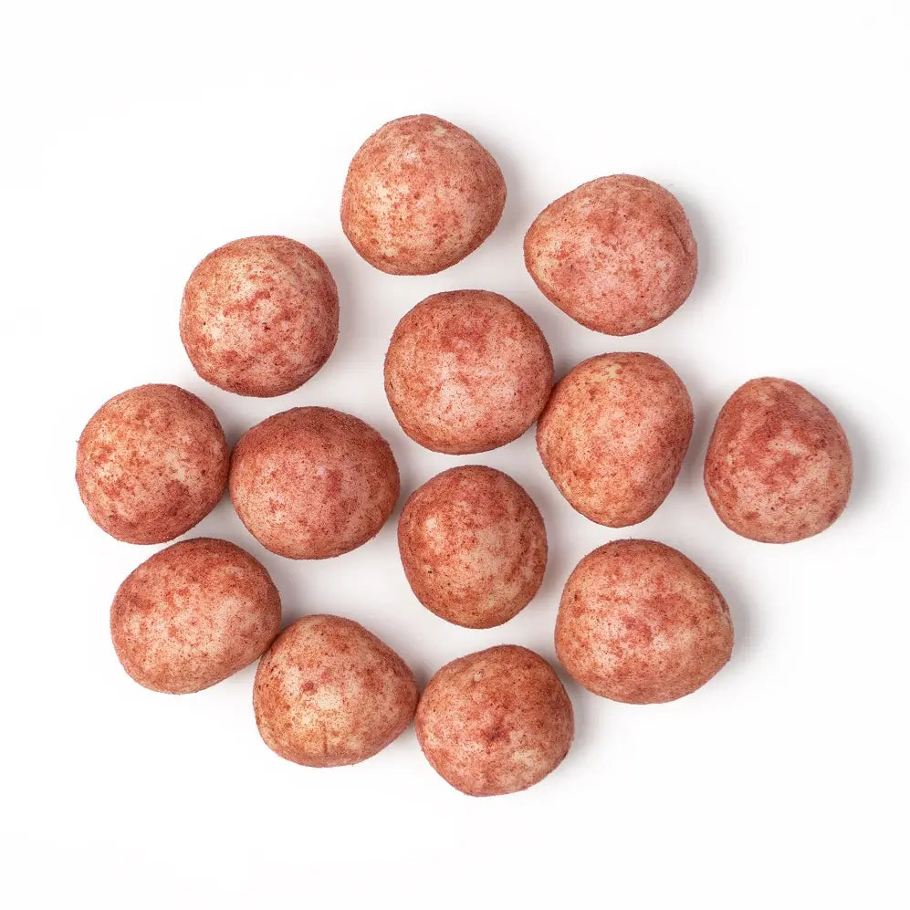 Organic Hazelnuts in Raspberry White Chocolate - 100g