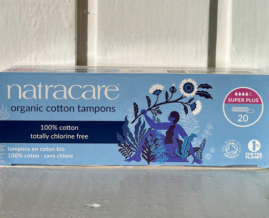 Natracare Organic Super Plus Cotton Non- Applicator Tampons - Box of 20