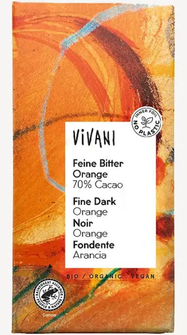 Organic 70% Dark Chocolate Bar with orange - 100 g