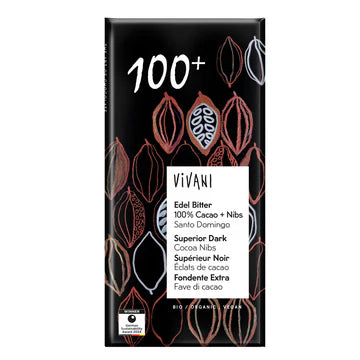Organic 100% Dark Chocolate Bar with nibs - 80 g