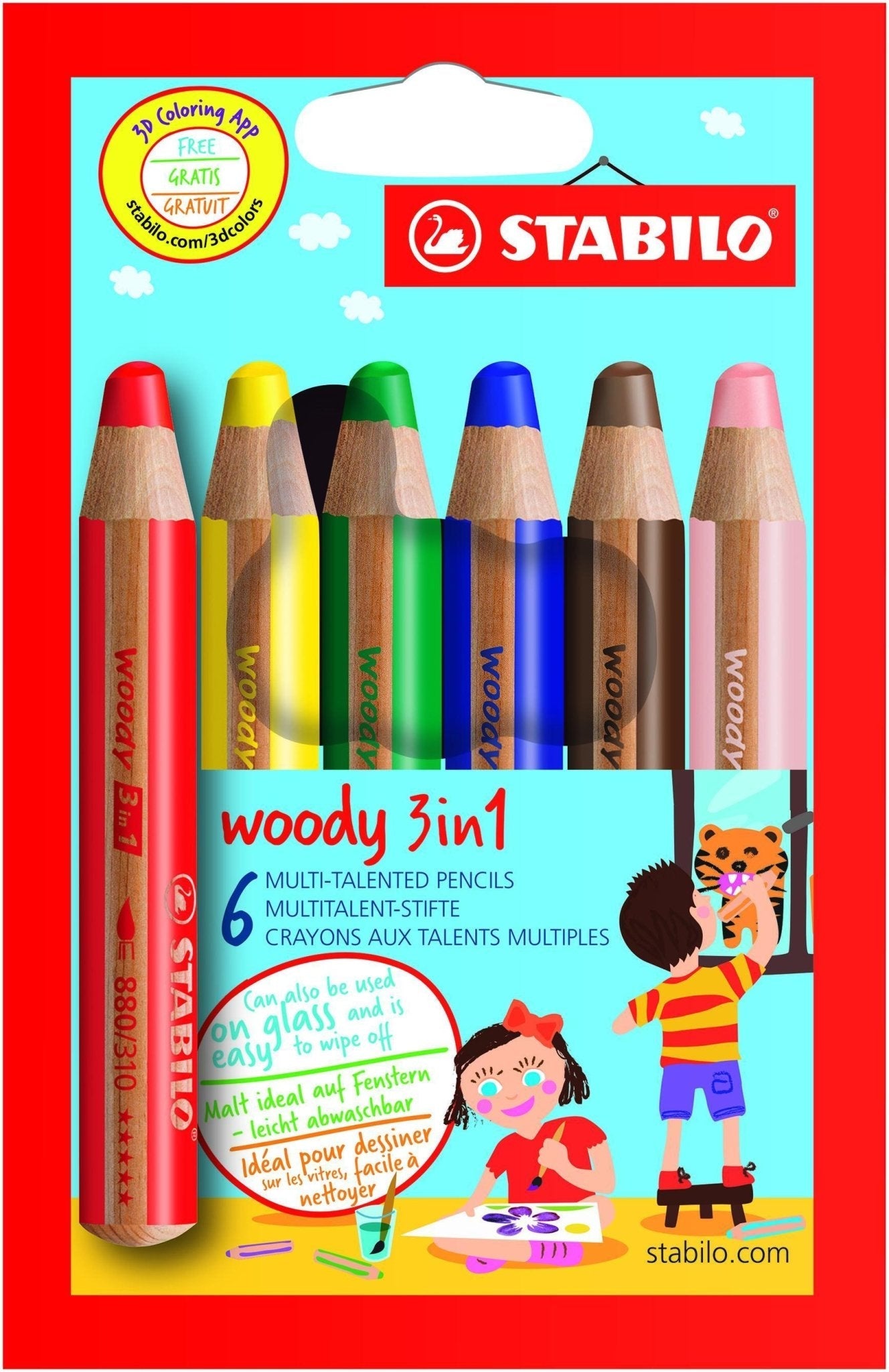 STABILO Woody solid-paint pencils - 3-in-1: pencil, crayon, paint stick - jiminy eco-toys