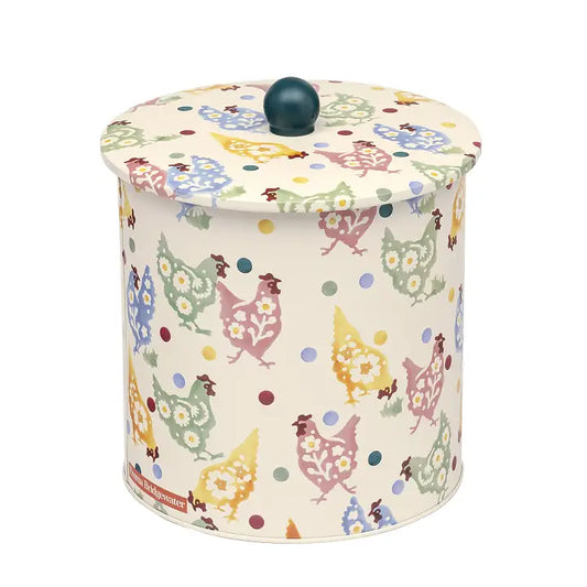 Metal Cookie Jar -Polka dots chicken