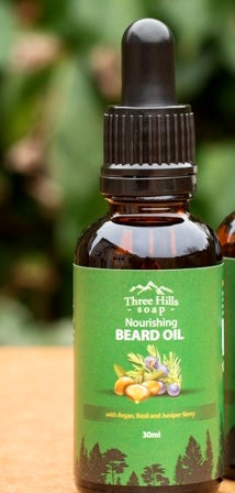 Beard Oil with Argan, Basil & Juniper Berries - Three Hills Soap