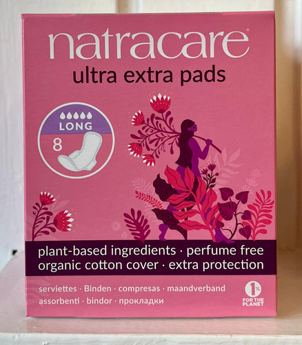 Natracare Organic Cotton Ultra Pads Long - Box of 8
