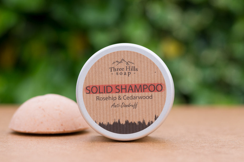 Rosehip & Cedarwood Shampoo Bar For (Anti-Dandruff) - Three Hills Soap (In original tin)