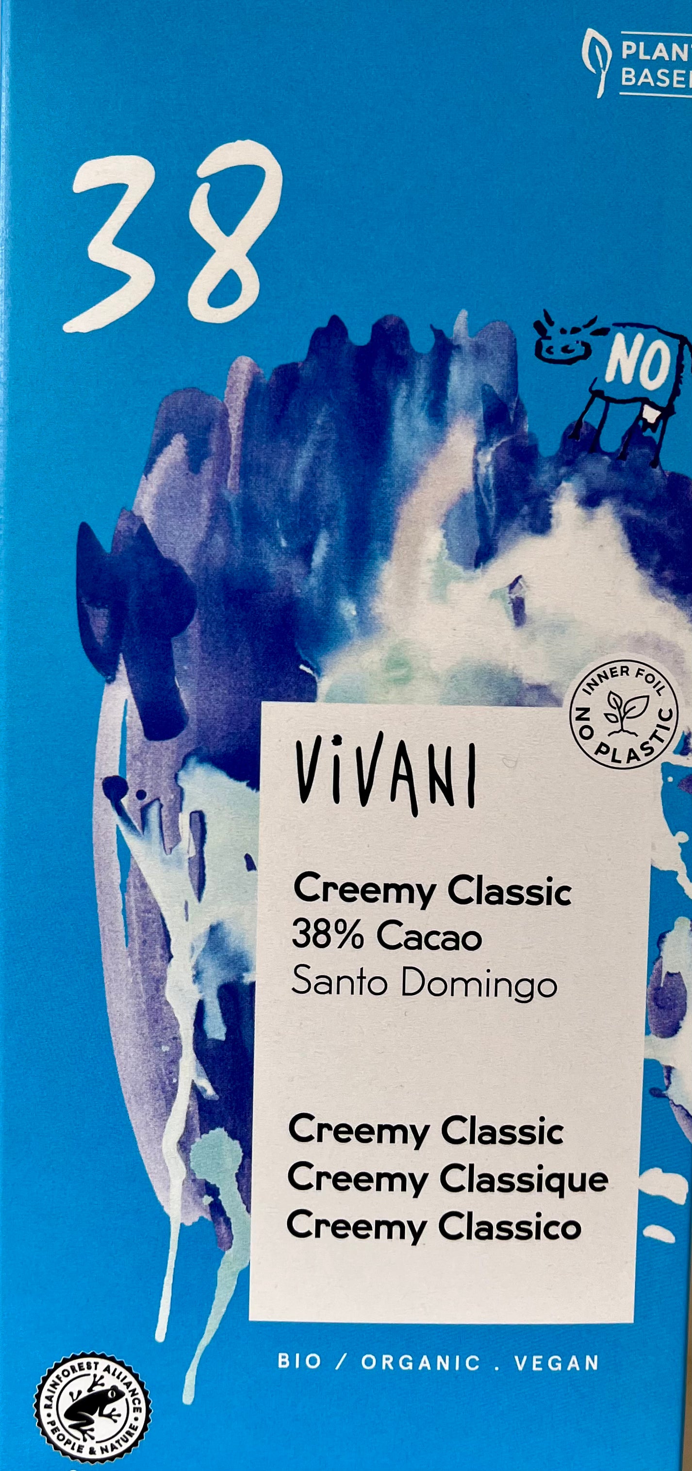 Organic 38% Creemy Vegan Milk Chocolate Bar - 100 g