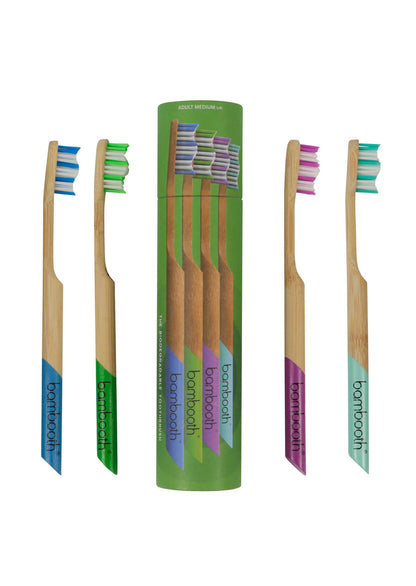 Multipack of 4 Medium Adult Toothbrushes - Bambooth