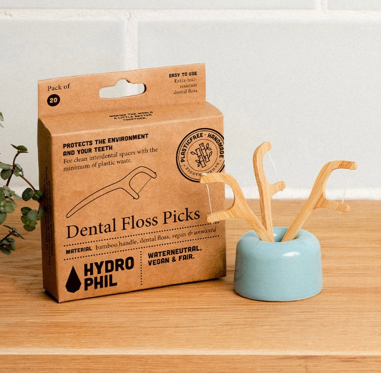 Sustainable Dental Floss Picks by Hydrophil - Pack of 20