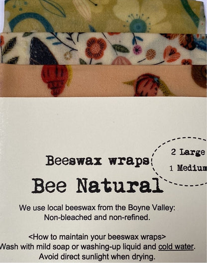 Bee Natural 2 x Large 1 x Medium Beeswax Wraps