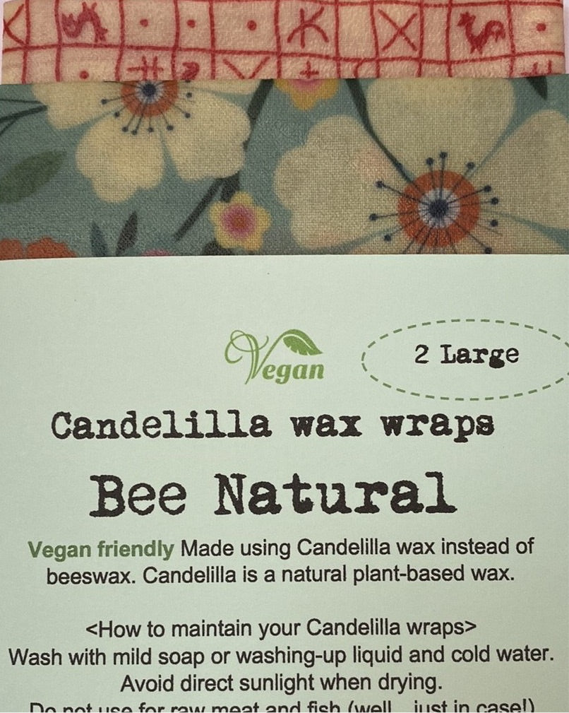 2 Pack Large Candelilla Wax Wraps (Vegan)