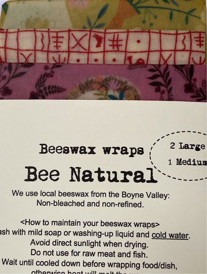 Bee Natural 2 x Large 1 x Medium Beeswax Wraps