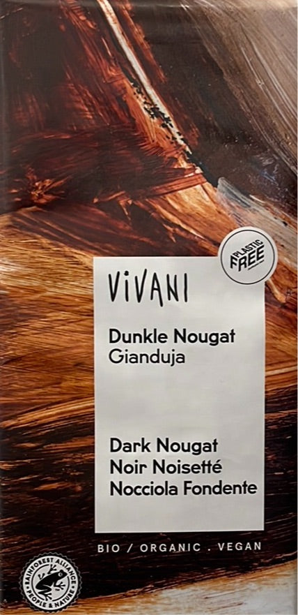 Organic Dark Chocolate Bar with Dark Nougat - 100 g