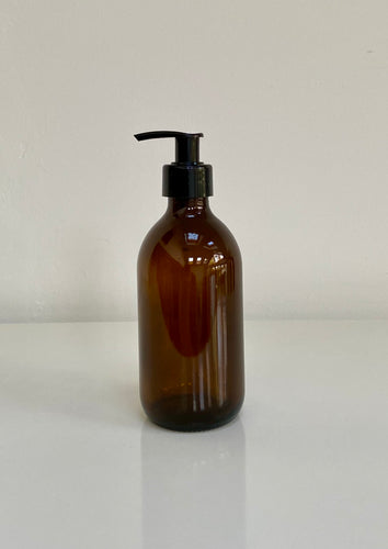 300ml Amber Glass Bottle With Lotion Pump Top
