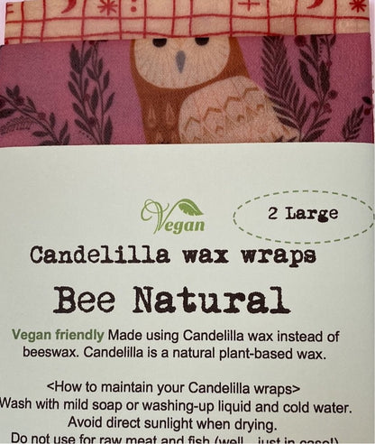 2 Pack Large Candelilla Wax Wraps (Vegan)