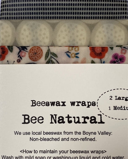 Bee Natural 2 x Large 1 x Medium Beeswax Wraps