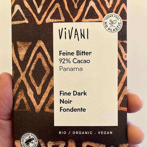 Organic 92% Dark Chocolate Bar with Coconut Blossom Sugar  -80 g