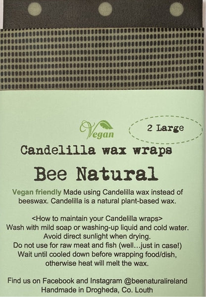 2 Pack Large Candelilla Wax Wraps (Vegan)