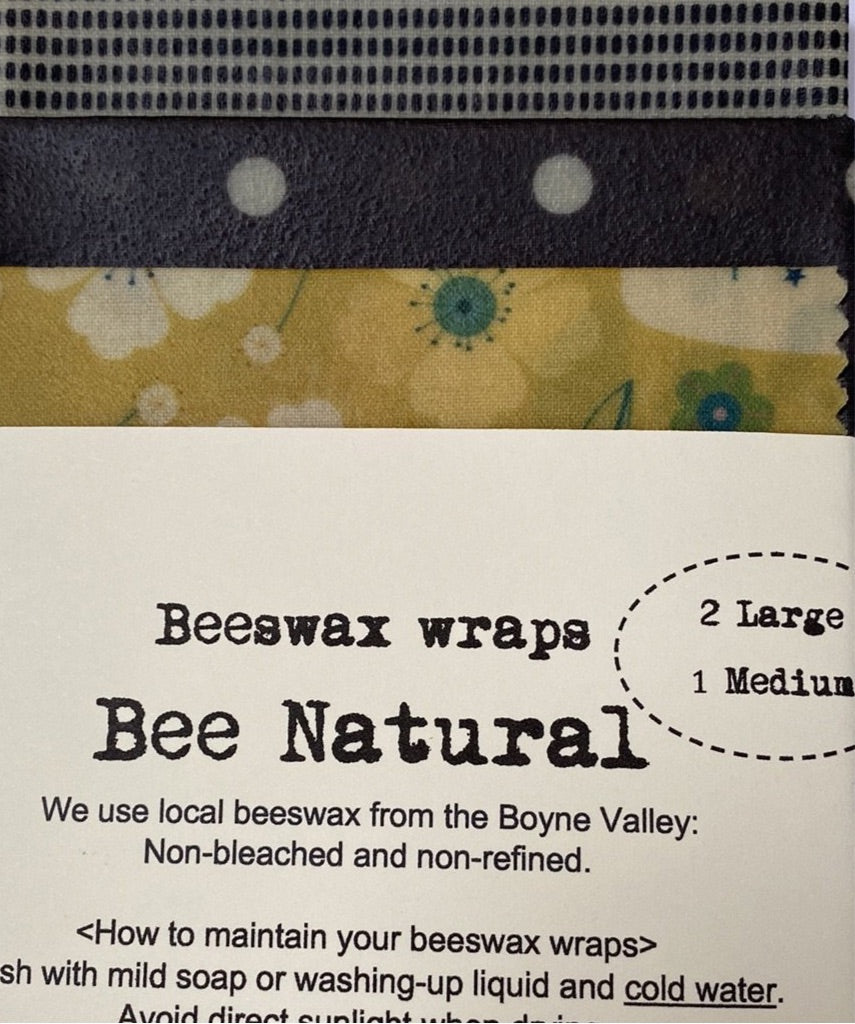 Bee Natural 2 x Large 1 x Medium Beeswax Wraps