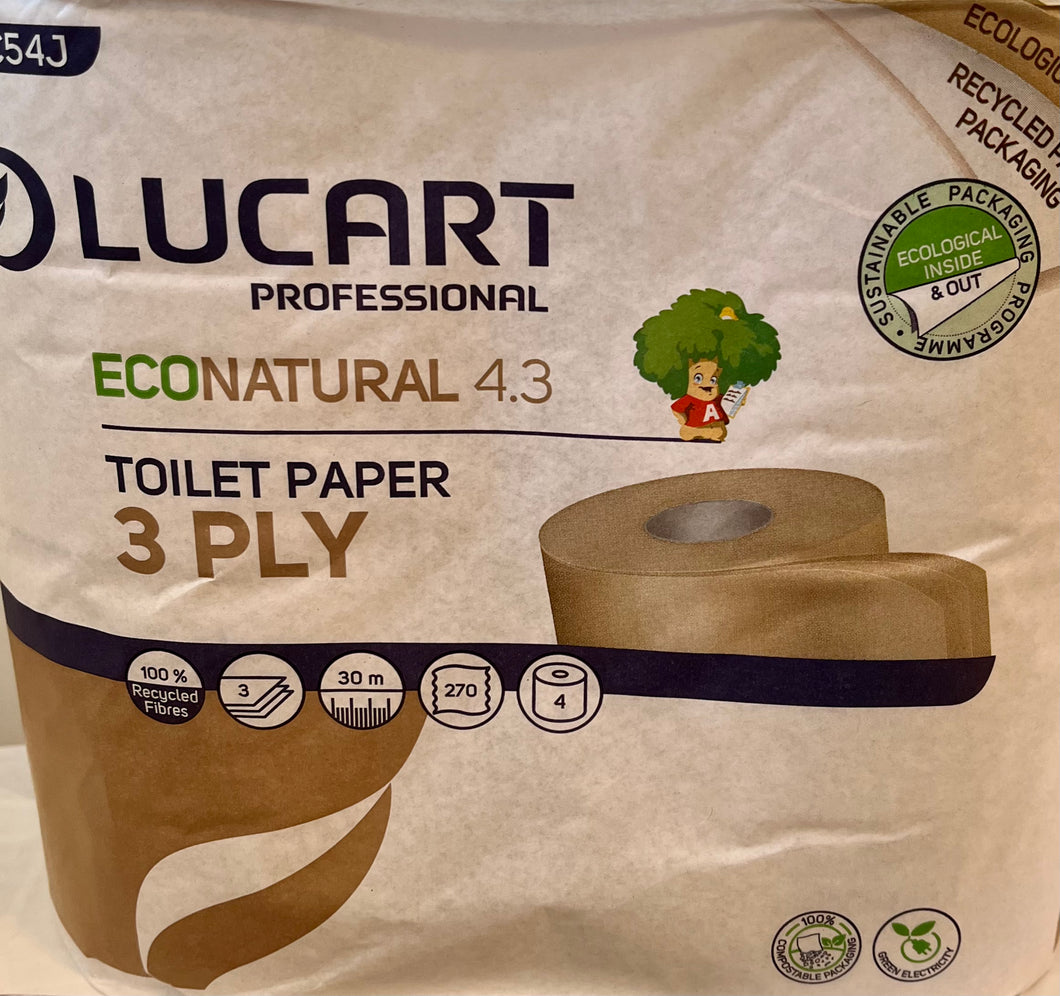 Toilet Paper - 4 Rolls (3-ply, recycled paper)