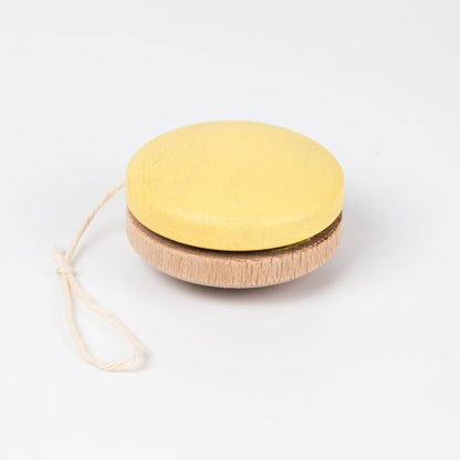 Wooden yoyo in giftbox - yellow, coral, mint colours - jiminy eco-toys